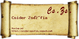 Csider Zsófia névjegykártya