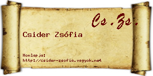 Csider Zsófia névjegykártya